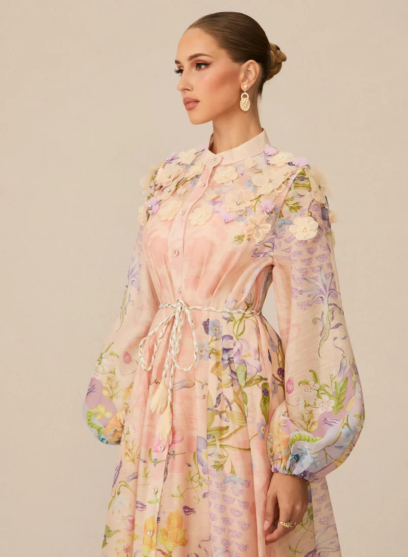 Sunfere  Kate Floral Print Tie Waist Maxi Dress for Women | Best Price UAE