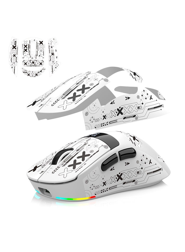 XUNFOX XUNFOX H9 Pro Wireless Gaming Mouse, 3 Modes (2.4G+BT+Wired), 12000 DPI, RGB Charging Dock, OLED Screen Display, Magnetic Fast Charging, Lightweight 63g, PAW3311 Sensor, PU Sticker – White - Image 3
