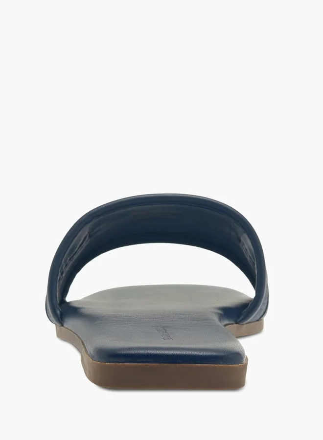 Flora Bella By Shoexpress Womens Monogram Print Slip-On Sandals With Metal Accent