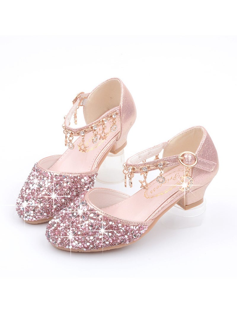 Children's princess shoes fashion crystal high heels girls stage performance shoes