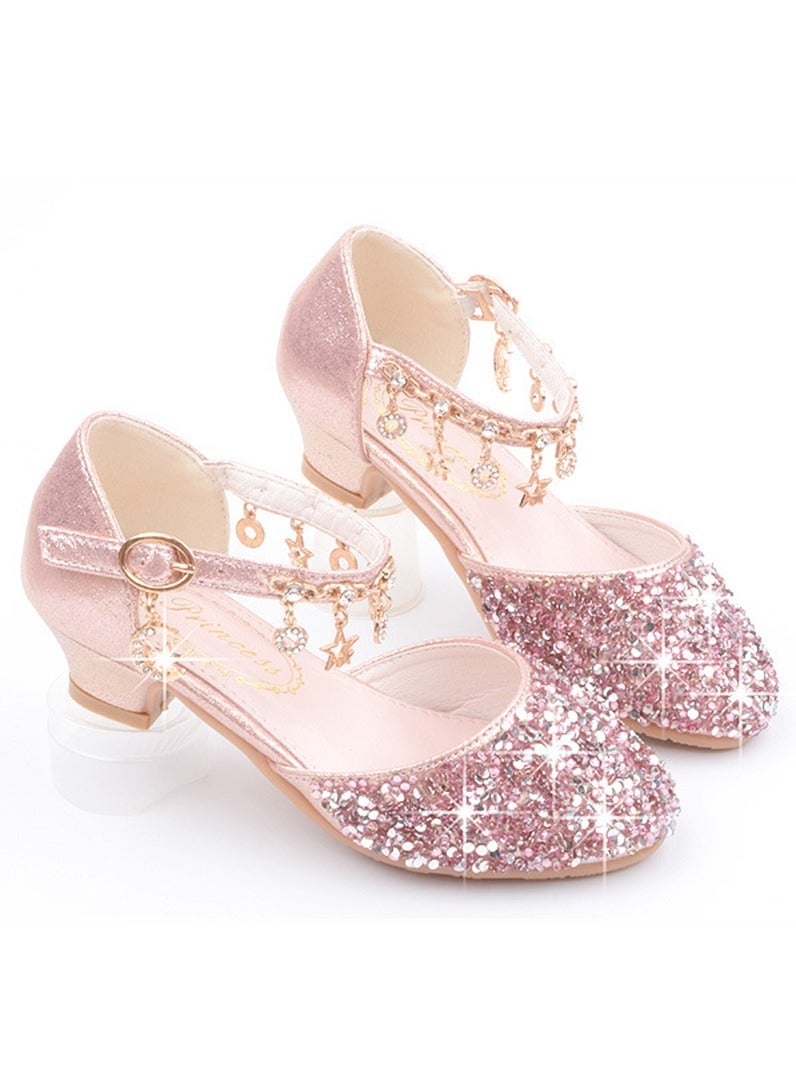 Children's princess shoes fashion crystal high heels girls stage performance shoes