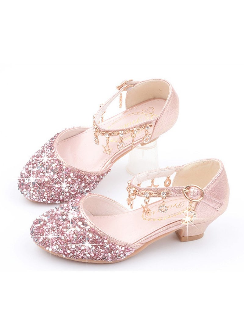 Children's princess shoes fashion crystal high heels girls stage performance shoes