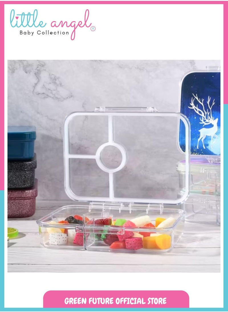 Little Angel Bento Kids Lunch Box with 4 Compartments - Insulated Leakproof BPA Free, Cute Durable Portable for School, Reusable and Eco-Friendly - Space Theme  - Image 4