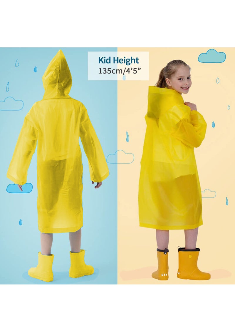 طفل نقي معطف مطر للأطفال مقاوم للماء، بونشو مطر محمول من مادة إي في إيه، للبنات والأولاد الصغار، سترة مطر قابلة لإعادة الاستخدام للأطفال للتسلق وركوب الدراجات والمشي لمسافات طويلة والتخييم (أصفر) - Image 5