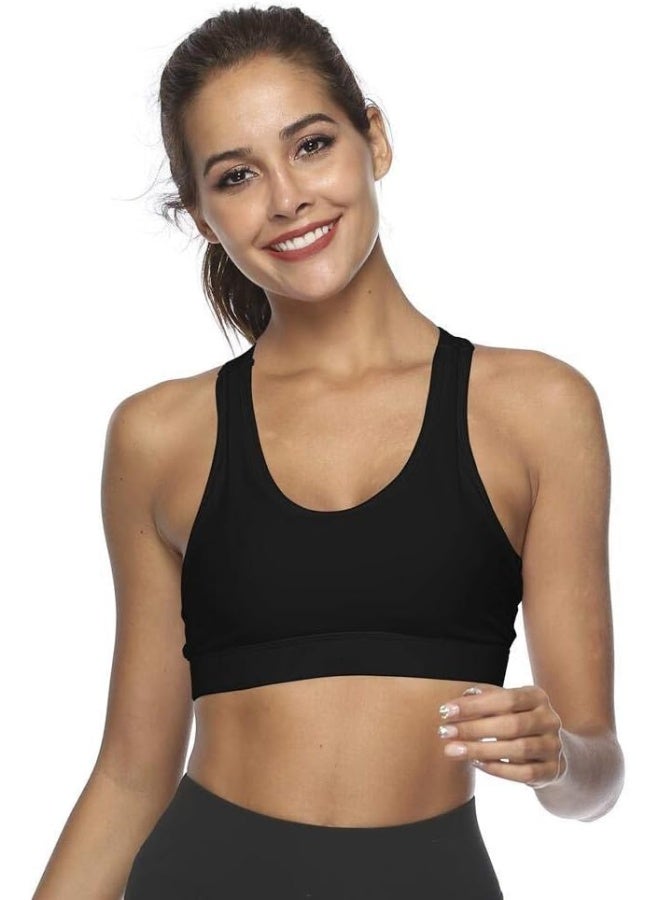 Rubik حمالة صدر رياضية للنساء مع جيب خلفي، بدون سلك، عالية التأثير، تصميم Racerback، سريعة الجفاف، وسادة قابلة للإزالة، حمالة صدر نشطة بدون seams للركض، اليوغا، صالة الألعاب الرياضية، التمارين الرياضية (X-Large) باللون الأسود - Image 2