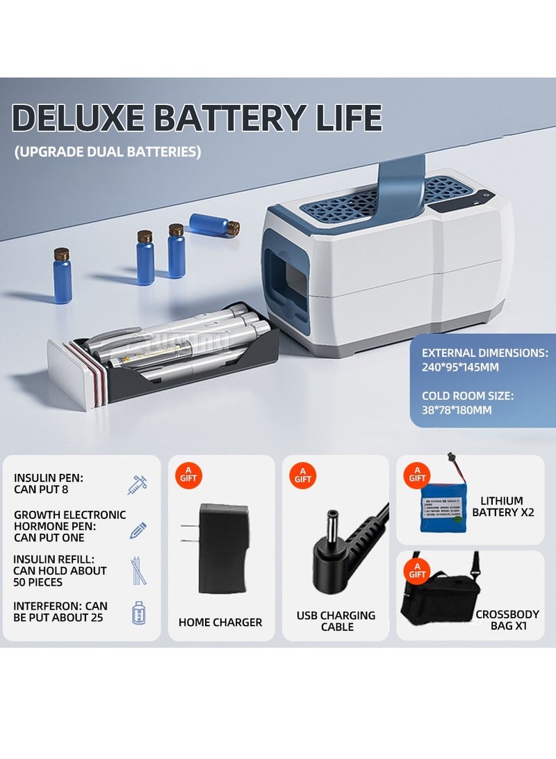 Portable Cold Box , USB rechargeable, car and home use, adjustable temperature, great for cold storage - Blue + Batteries*2 - Image 1