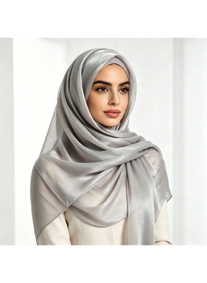 Women’s summer island-style silk crepe headscarf; a shimmering silk scarf that is light, breathable and radiant - Image 1