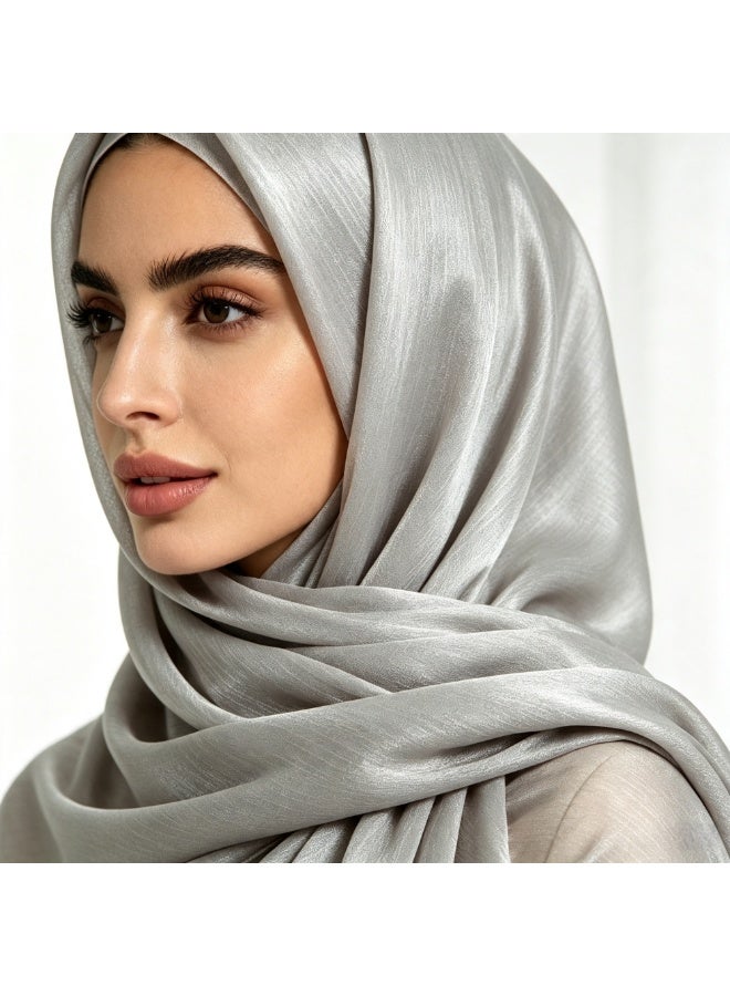 Women’s summer island-style silk crepe headscarf; a shimmering silk scarf that is light, breathable and radiant - Image 2