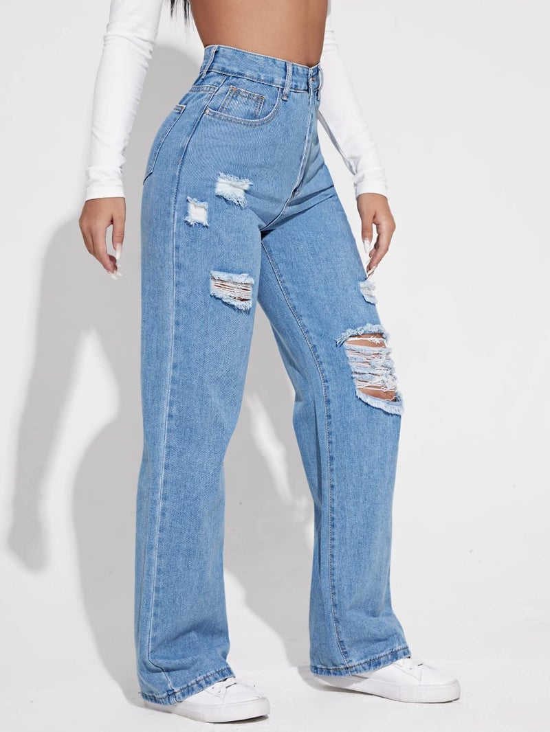 KOTTY Womens Solid Ripped Regular Fit Jeans(Blue,L)_KTTLADIESJEANS2900L - Image 3