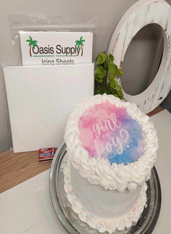 Oasis Supply Edible Pre-Printed, Burnaway Paper Kit - Cake Decorating Kit for Baby Message Reveals, Already Printed for Your Party, "It's a Girl!" - Image 2