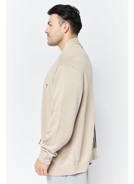 adidas Originals Men Oversized Long Sleeves Outdoor Cardigan, Beige  - Image 3