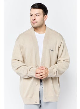 adidas Originals Men Oversized Long Sleeves Outdoor Cardigan, Beige  - Image 1