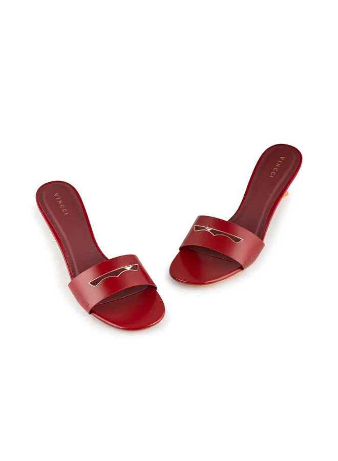 Vincci Red Women One Strap Mid Heel Sandals for Women | Best Price UAE