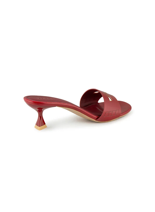 Vincci Red Women One Strap Mid Heel Sandals for Women | Best Price UAE