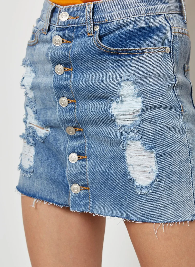 FOREVER 21 Distressed Denim Skirt