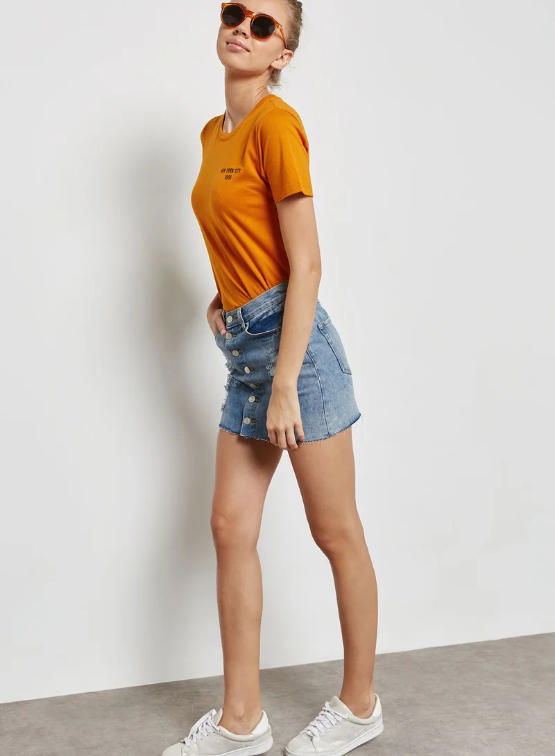 FOREVER 21 Distressed Denim Skirt