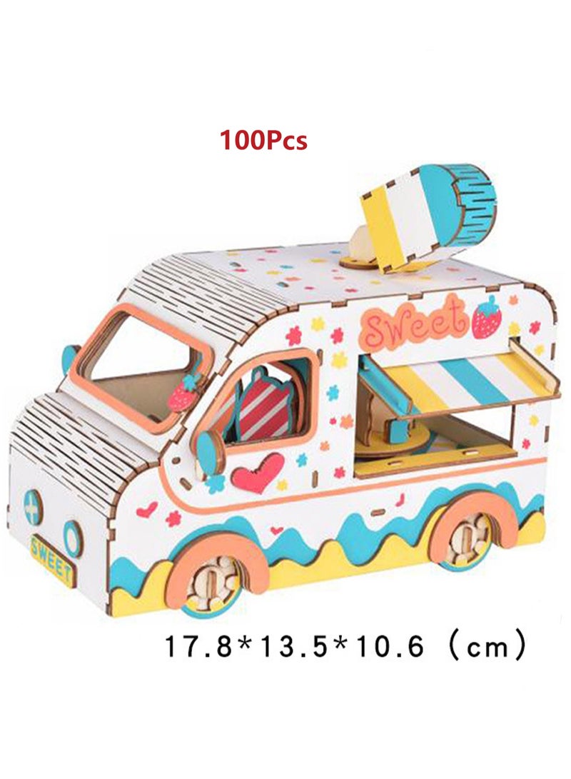 Children's Educational 3D Wooden Model Self-assembly Handmade Puzzle Toy (Sweet Moments 100Pcs) - Image 2