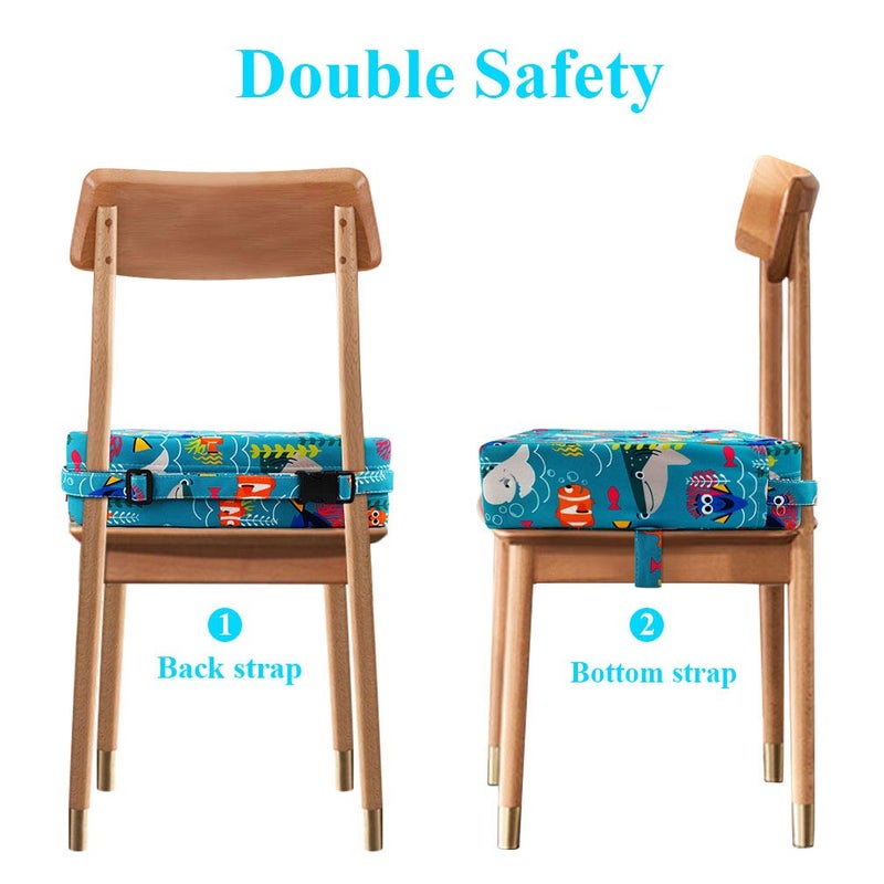 SUNMALL Dining Chair Heightening Cushion Portable Dismountable Adjustable Highchair Booster for Baby Toddler Kids Infant Washable Thick Chair Seat Pad Mat (Green Ocean) - Image 5
