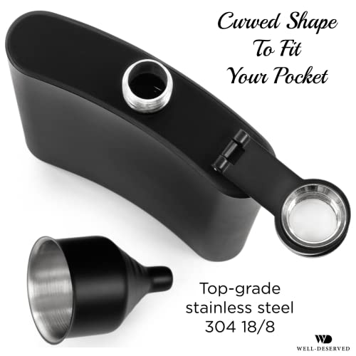 Simpler Life 8oz Matte Black Flask + Black Funnel + Black Canvas Pouch. Plain Smooth Surface. Gift Idea Set, Exclusive Fancy Packaging. Alcohol Drinking Flasks For Liquor. Gift Under 20 Dollars. By Well-Deserved - Image 5