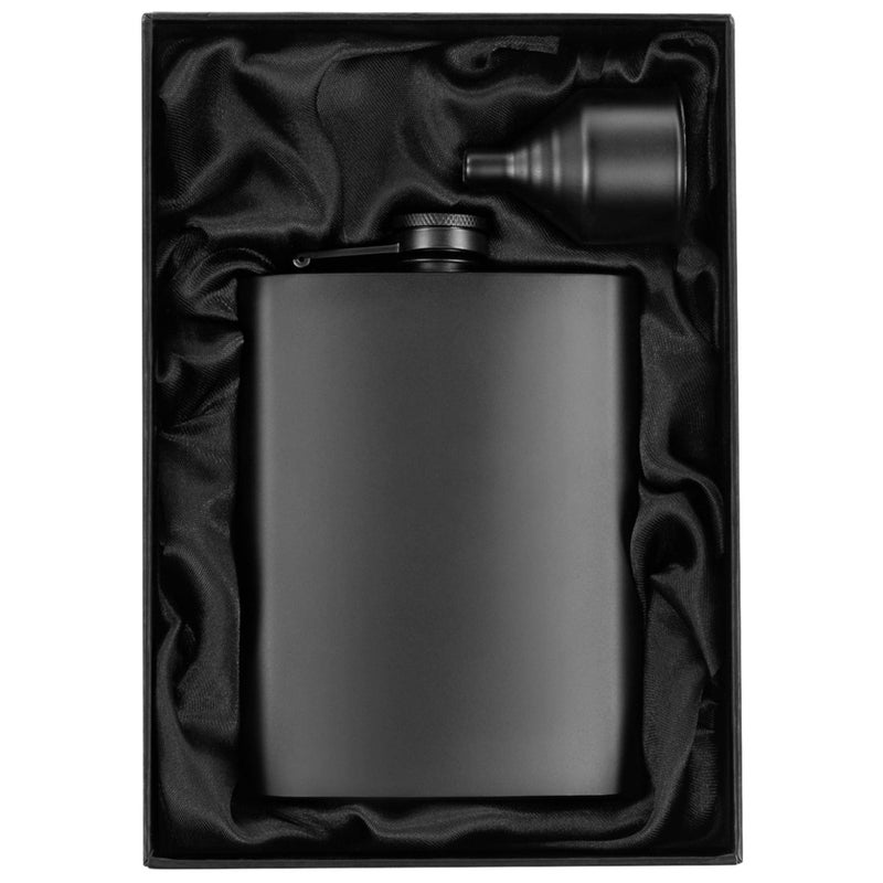 Simpler Life 8oz Matte Black Flask + Black Funnel + Black Canvas Pouch. Plain Smooth Surface. Gift Idea Set, Exclusive Fancy Packaging. Alcohol Drinking Flasks For Liquor. Gift Under 20 Dollars. By Well-Deserved - Image 2