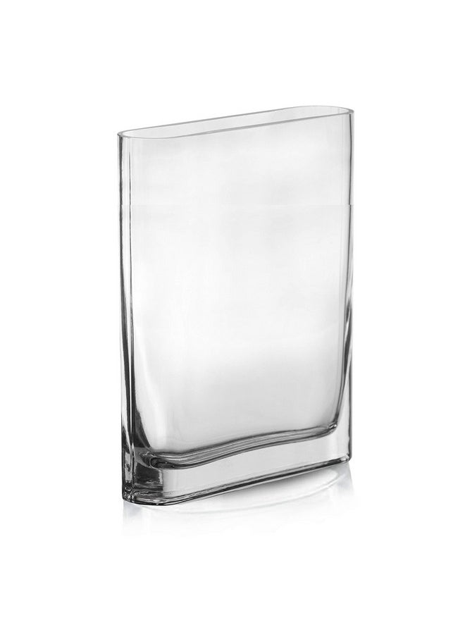 CYS EXCEL Glass Book Vase (H:10" Open:7"X2") | Multiple Size Choices Round Edge Oval Flower Vase | Rectangular Wedding Centerpiece Vases  - Image 1