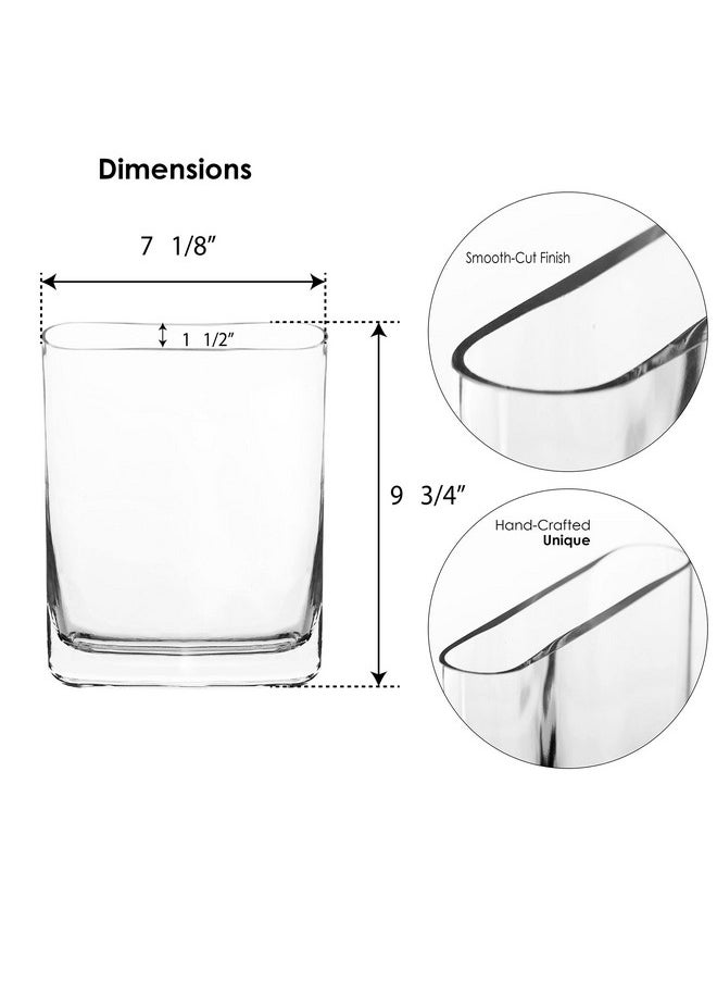 CYS EXCEL Glass Book Vase (H:10" Open:7"X2") | Multiple Size Choices Round Edge Oval Flower Vase | Rectangular Wedding Centerpiece Vases  - Image 2