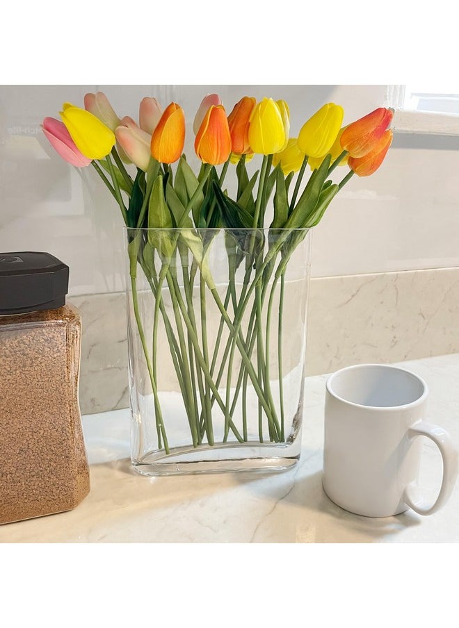 CYS EXCEL Glass Book Vase (H:10" Open:7"X2") | Multiple Size Choices Round Edge Oval Flower Vase | Rectangular Wedding Centerpiece Vases  - Image 4