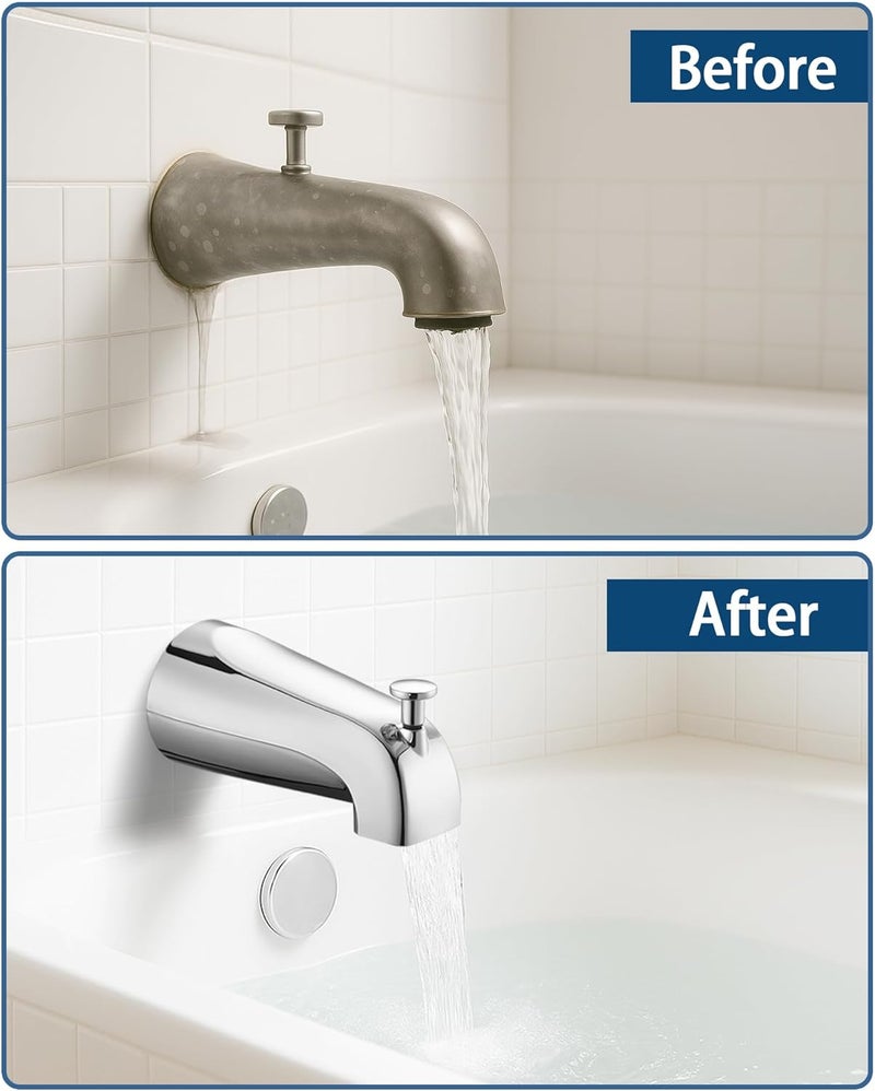 OrgCreator All Metal Bathtub Spout with Diverter, 5.3 Inch Tub Spout, Fits 1/2" Copper Slip-On and 1/2" or 3/4" IPS Threaded Pipes, Easy Lift to Switch, Leak-Free, Easy DIY Installation, Chrome - Image 5