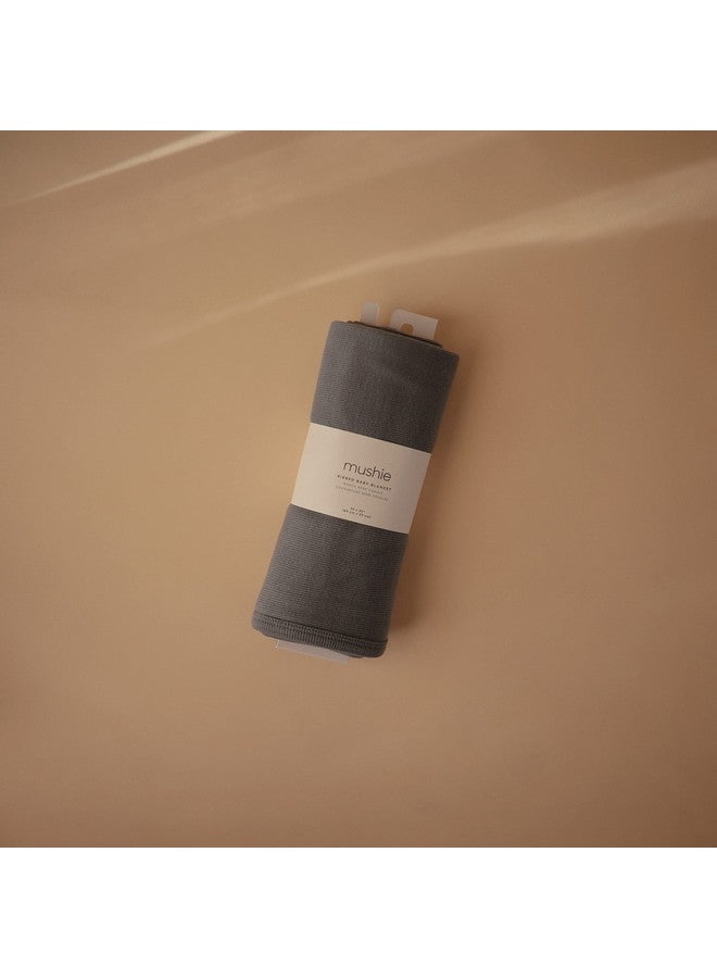 mushie Extra Soft Baby Blanket | Cotton and Elastane Ribbed Receiving Blanket, Swaddle, Stroller | 35x35 Inch (Tradewinds) - Image 2