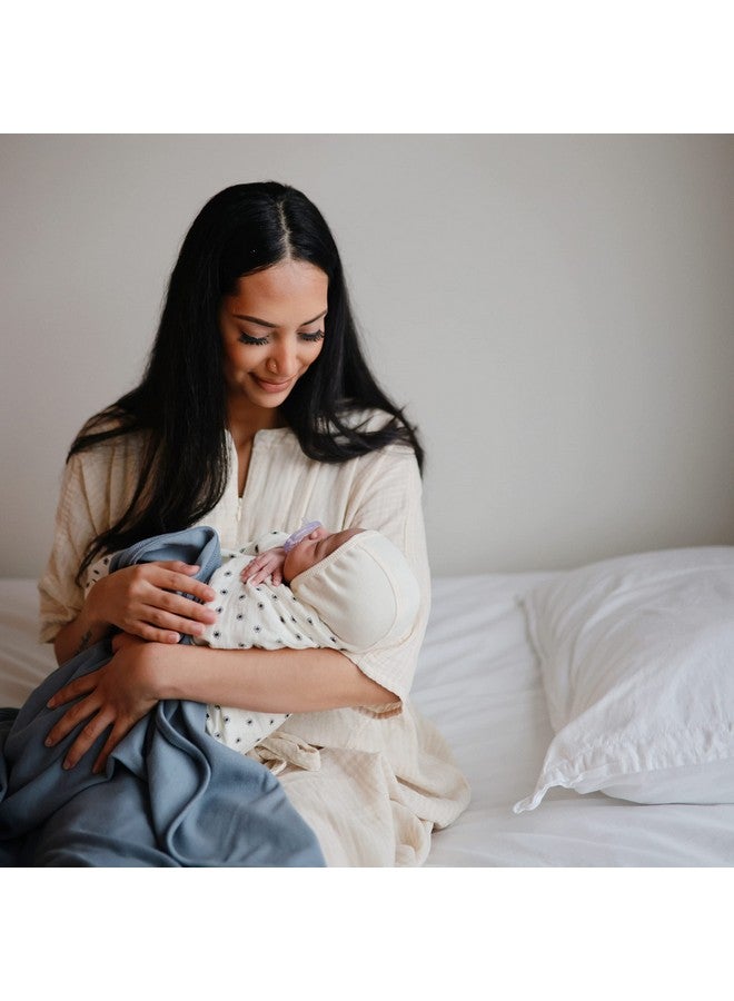 mushie Extra Soft Baby Blanket | Cotton and Elastane Ribbed Receiving Blanket, Swaddle, Stroller | 35x35 Inch (Tradewinds) - Image 4