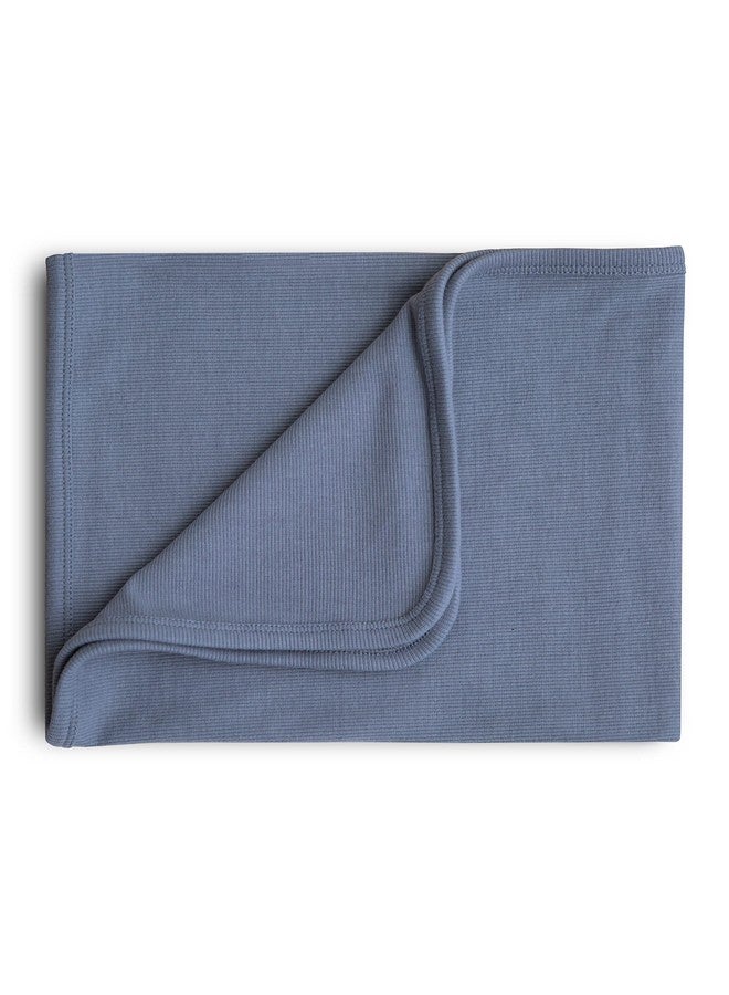 mushie Extra Soft Baby Blanket | Cotton and Elastane Ribbed Receiving Blanket, Swaddle, Stroller | 35x35 Inch (Tradewinds) - Image 1