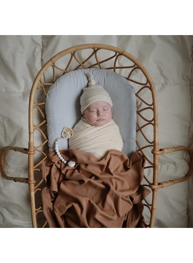 mushie Extra Soft Baby Blanket | Cotton and Elastane Ribbed Receiving Blanket, Swaddle, Stroller | 35x35 Inch (Tradewinds) - Image 3