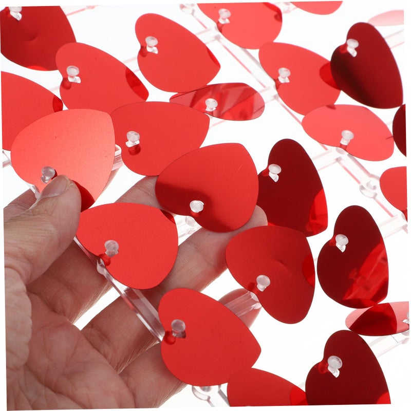 Red Heart Shimmer Fringe Curtain Backdrop for Wedding Party Romantic Decor - Image 4