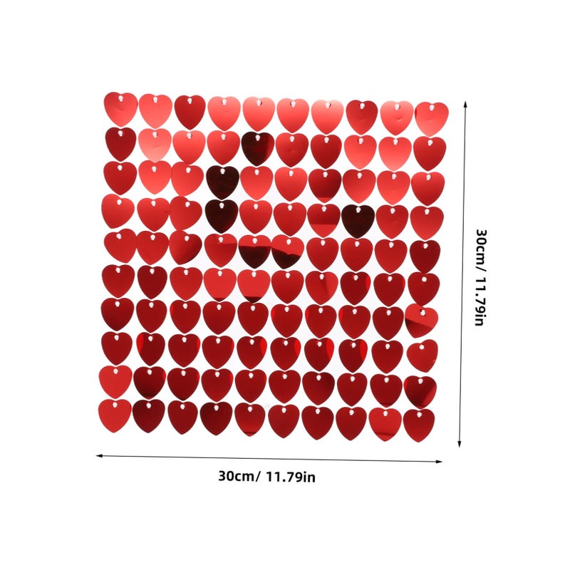 Red Heart Shimmer Fringe Curtain Backdrop for Wedding Party Romantic Decor - Image 3