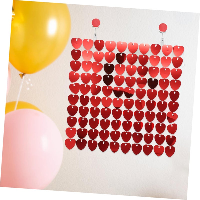 Red Heart Shimmer Fringe Curtain Backdrop for Wedding Party Romantic Decor - Image 5
