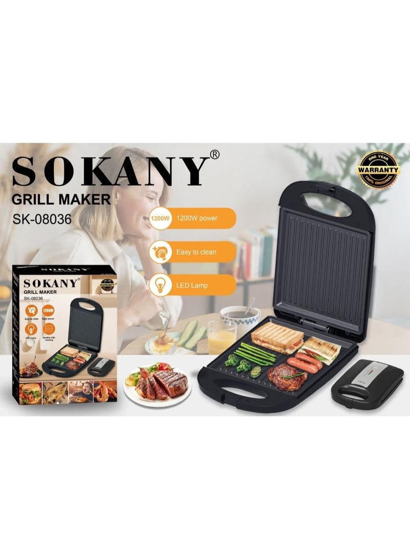 سوكاني شواية سوكاني جامبو 1200 واط SK-08036 بطبقة غير لاصقة -اسود - Image 1