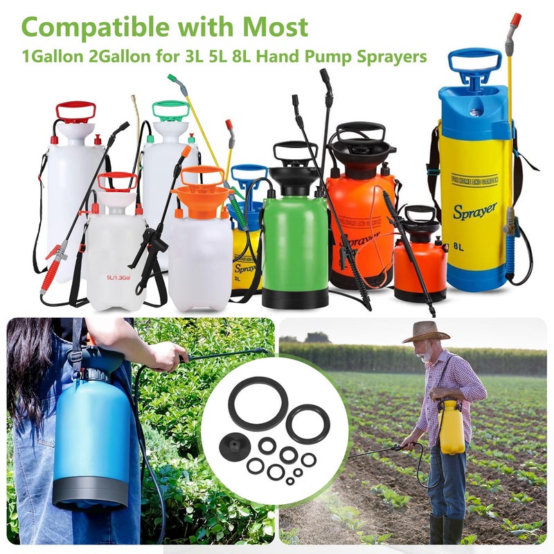 ZFCZR 10Pcs Sprayer Seal Rings Kit - NBR Rubber O-Rings & Gaskets Replacement for Most 1 Gallon (3L), 1.3 Gallon (5L), 2 Gallon (8L) Garden Pressurized Hand Sprayers - Durable Pump Repair Parts - Image 3