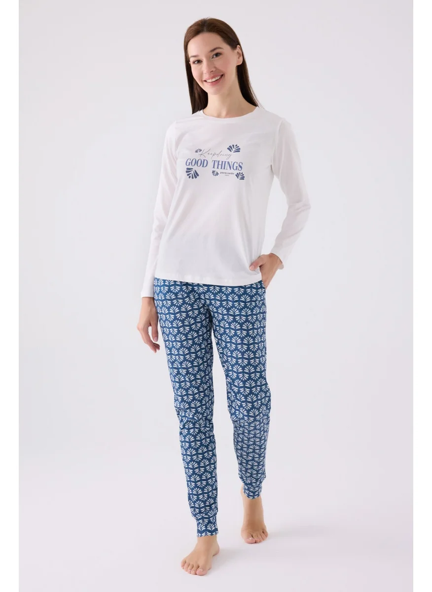 pierre cardin Women's Long Sleeve Pajama Set PC8881 Cream