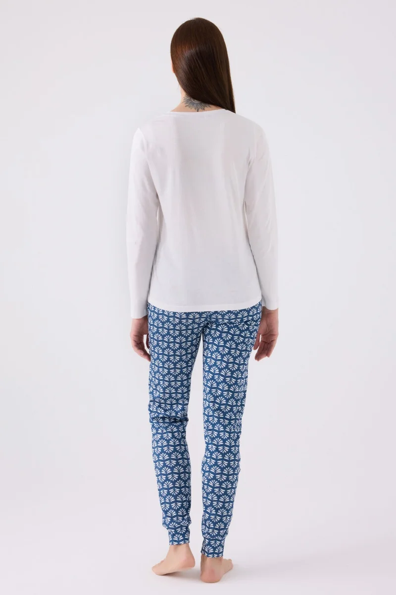 بيير كاردان Women's Long Sleeve Pajama Set PC8881 Cream