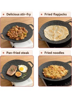 Generic 36cm Barbecue Griddle, BBQ Grill Pan with Storage Bag Coating Round Griddle for Indoor Outdoor Cooking for Stove Top Induction Gas Cooker  - Image 4