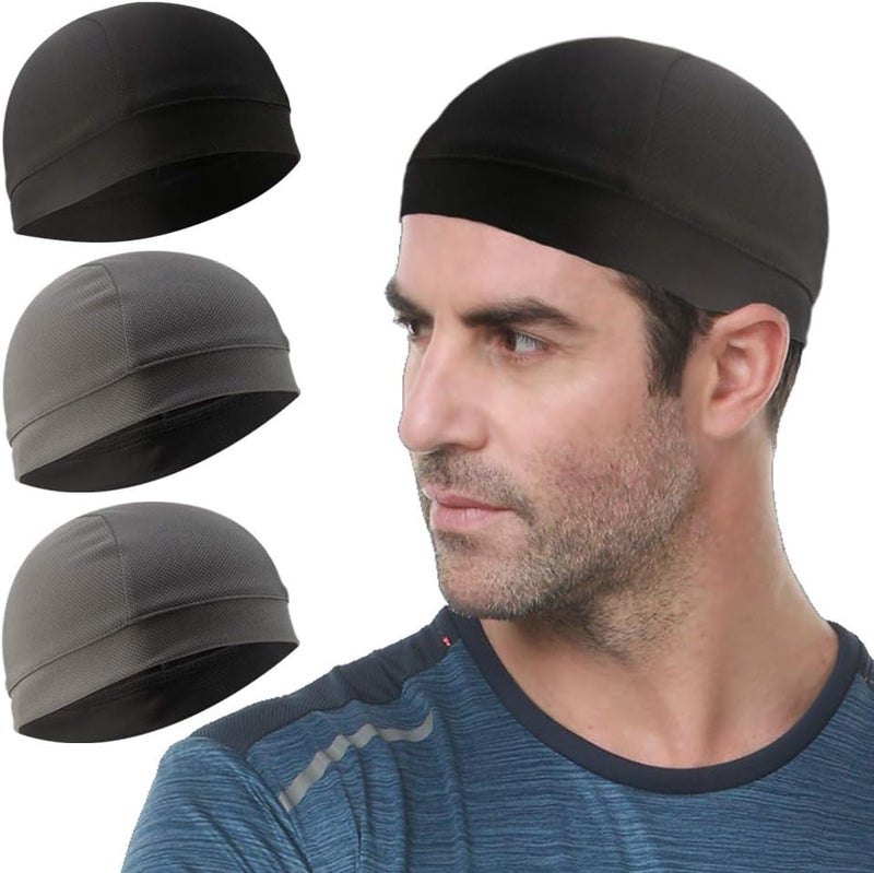 WSHSTS 3 Pack Cooling Skull Cap Helmet Liner Sweat Wicking Cycling Running Hat for Men Women - Image 1