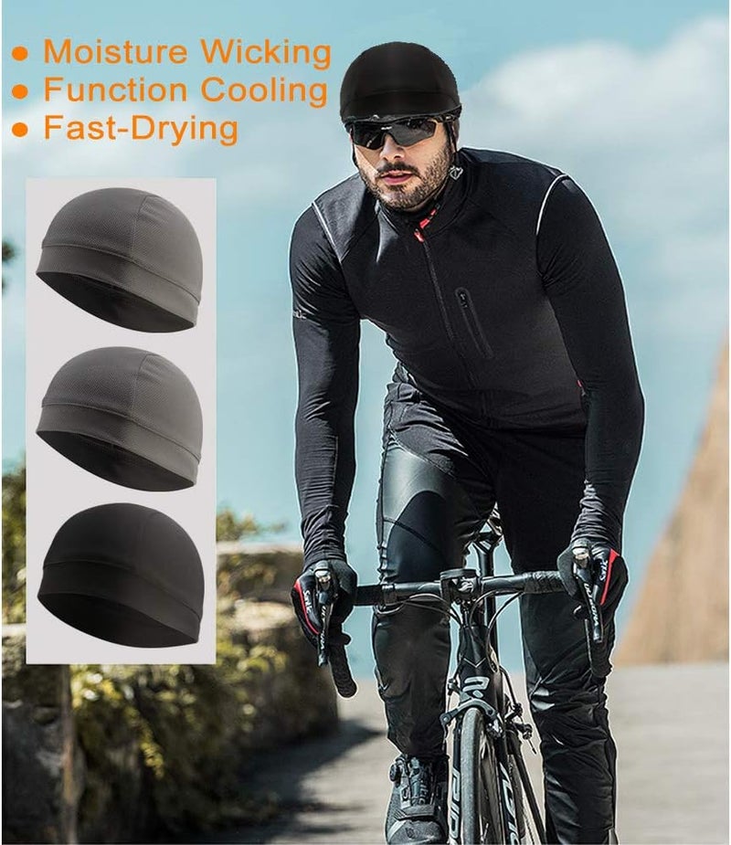 WSHSTS 3 Pack Cooling Skull Cap Helmet Liner Sweat Wicking Cycling Running Hat for Men Women - Image 2
