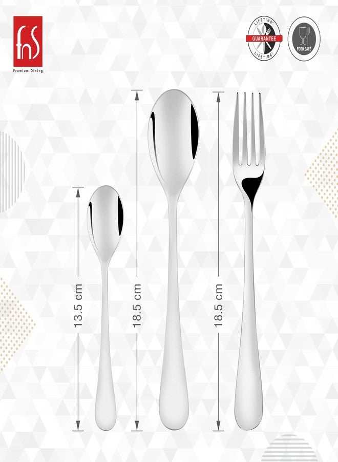 FnS Victoria Stainless Steel 18 Pc Cutlery Set with Leatherette Box (6 Dinner Spoons, 6 Dinner Fork, 6 Teaspoons) - Image 4