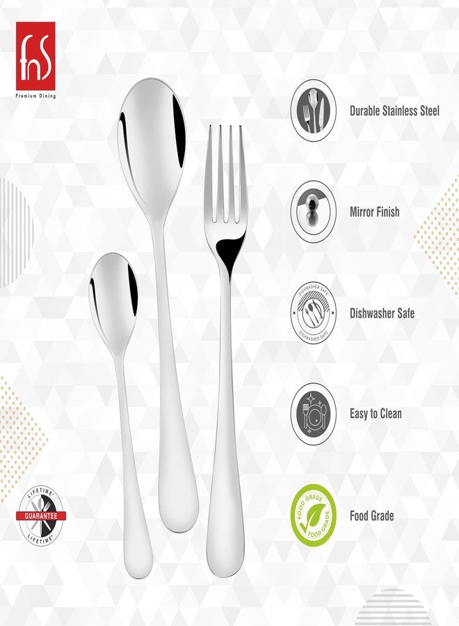 FnS Victoria Stainless Steel 18 Pc Cutlery Set with Leatherette Box (6 Dinner Spoons, 6 Dinner Fork, 6 Teaspoons) - Image 5