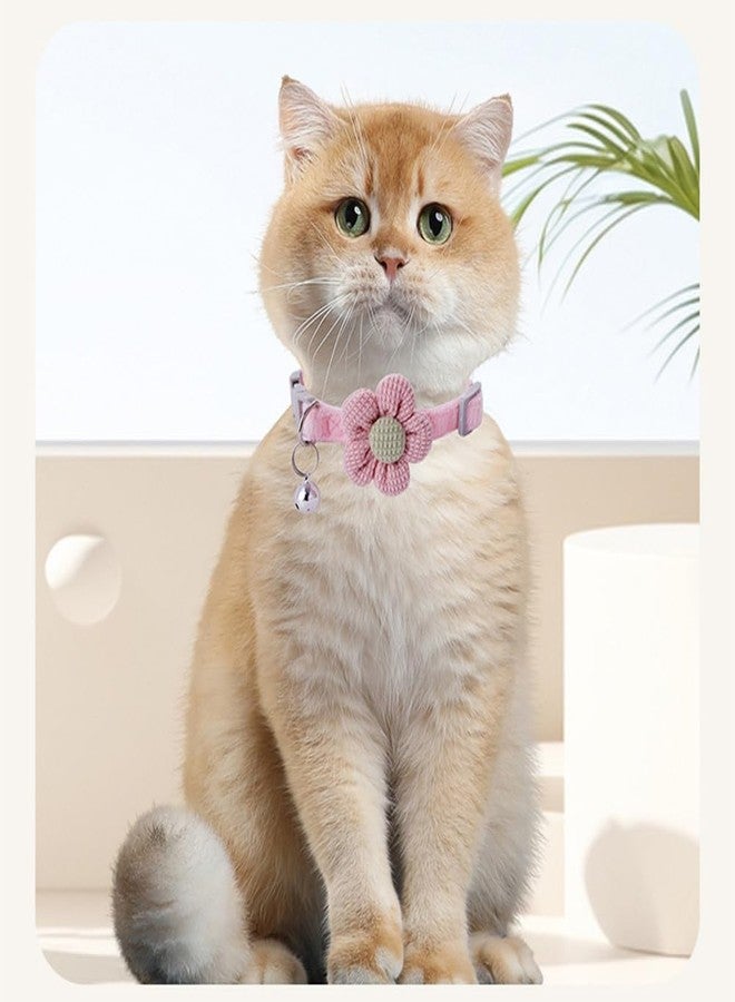 Weimostar XS Dog Collar with Bell and Flower, 2 Pack Puppy Collars with Bell and Floral Girl Cute for XXS XS Extra Small Female Dogs Cats Tiny Pets Little Kitten Yorkie Chihuahua Pink Beige - Image 2