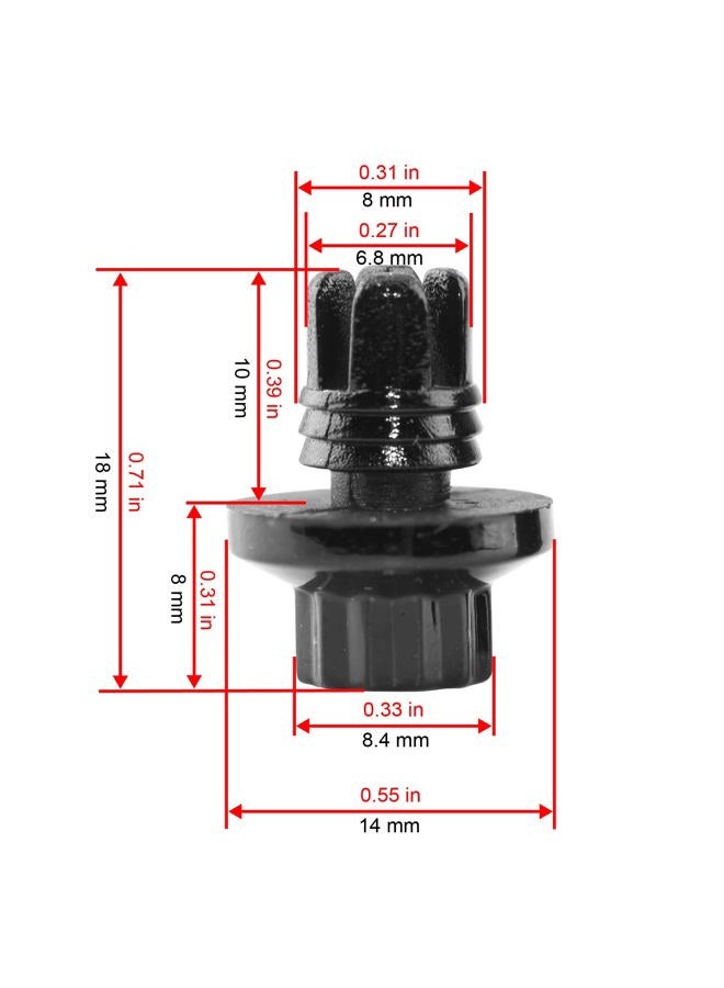 RTRHINOTUNING Wheel Rivets Nuts Set of 50 for 7.8mm/0.31in Hole Replacement Rivets ABS Plastic Black - Image 3