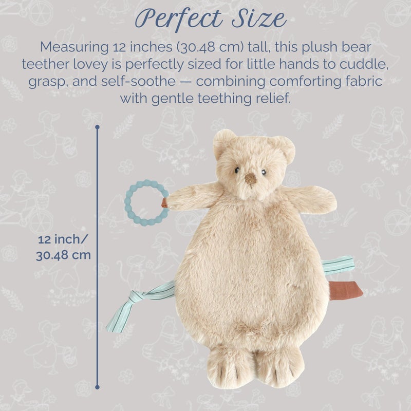 MON AMI Baldwin Bear Security Blanket with Silicone Teether | 12-Inch Plush Lovey for Babies | Soothing Sensory Snuggle Toy | Perfect Newborn Essential for Birthdays & Baby Showers - Image 3