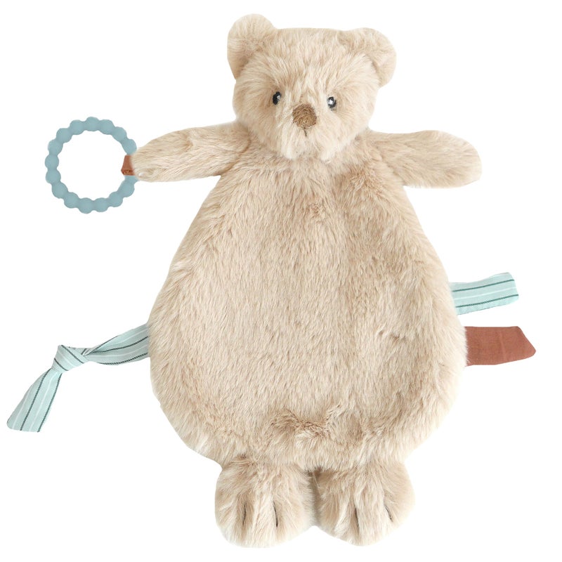 MON AMI Baldwin Bear Security Blanket with Silicone Teether | 12-Inch Plush Lovey for Babies | Soothing Sensory Snuggle Toy | Perfect Newborn Essential for Birthdays & Baby Showers - Image 1