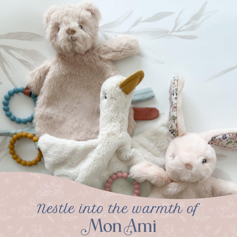 MON AMI Baldwin Bear Security Blanket with Silicone Teether | 12-Inch Plush Lovey for Babies | Soothing Sensory Snuggle Toy | Perfect Newborn Essential for Birthdays & Baby Showers - Image 4