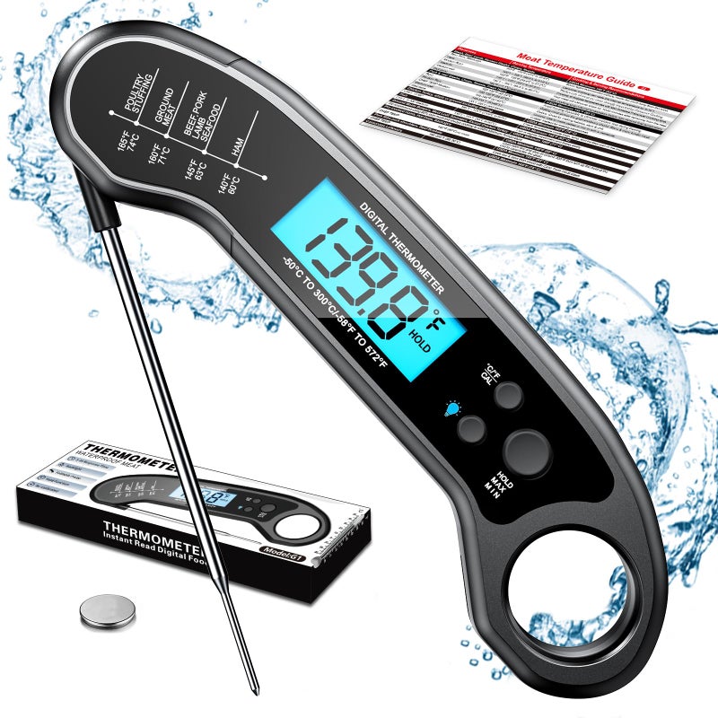 Meat Thermometer Digital Instant Read Meat ThermometerI for Grill and Cooking Waterproof Food Thermometer for Kitchen and Outside BBQ Turkey Candy Liquids Beef